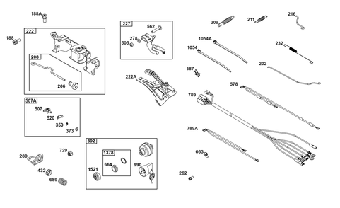 Controls Group Diagram and Parts List for 386447-0515-G1 200000 - 399999 Briggs and Stratton Engine
